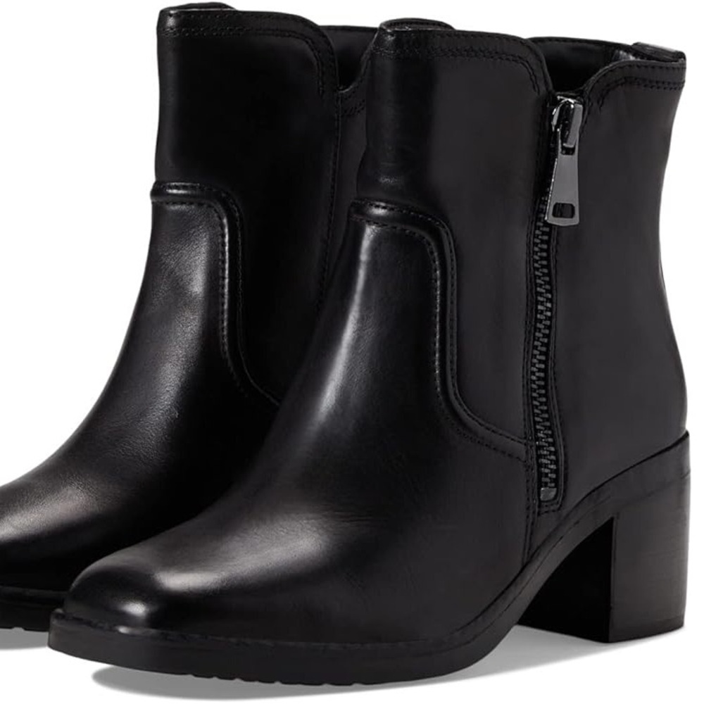 Naturalizer Emmy Block Heel Bootie in Black Leather